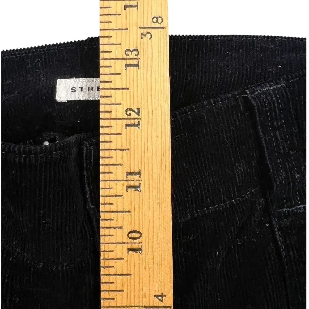Jones New York Sport Corduroy Pants Straight Leg Black High Rise Stretch - 12